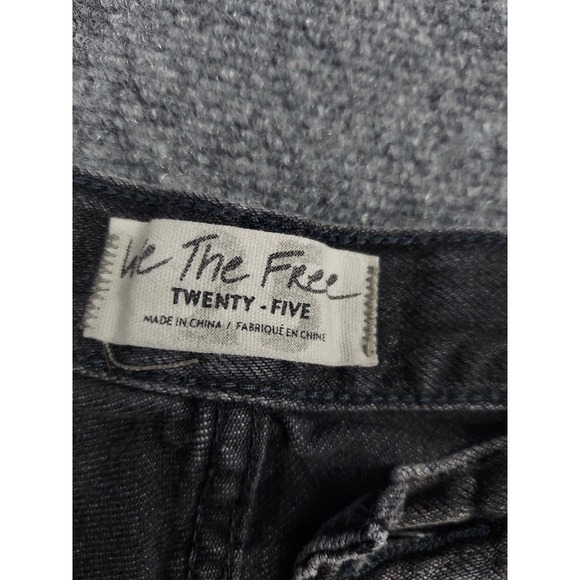 We The Free people Micro Shorts Womens 25 Black Gray Cut Off Fringe Button Fly - Picture 9 of 10